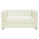 Coaster Furniture Chaviano 505392 Upholstered Track Arm Loveseat - Pearl White IMAGE 2