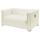 Coaster Furniture Chaviano 505392 Upholstered Track Arm Loveseat - Pearl White IMAGE 3