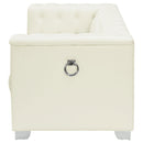 Coaster Furniture Chaviano 505392 Upholstered Track Arm Loveseat - Pearl White IMAGE 4