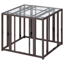 Coaster Furniture Adri 708357 Rectangular Glass Top Side End Table - Black Nickel IMAGE 4
