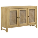 Coaster Furniture Zamora 953556 3-door Wood Accent Cabinet with Woven Cane - Natural IMAGE 1