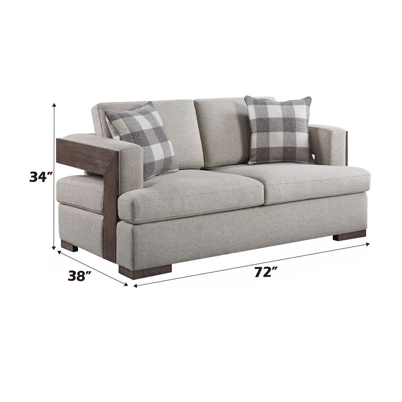 Niamey - Loveseat With 2 Pillows - Fabric & Walnut