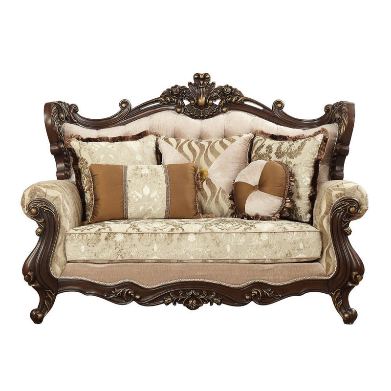 Shalisa - Loveseat With 5 Pillows (Same Lv01586) - Fabric & Walnut