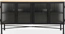 Aere - Four Door Ribbed Glass, Metal And Wood Sideboard - Natural Ash And Black