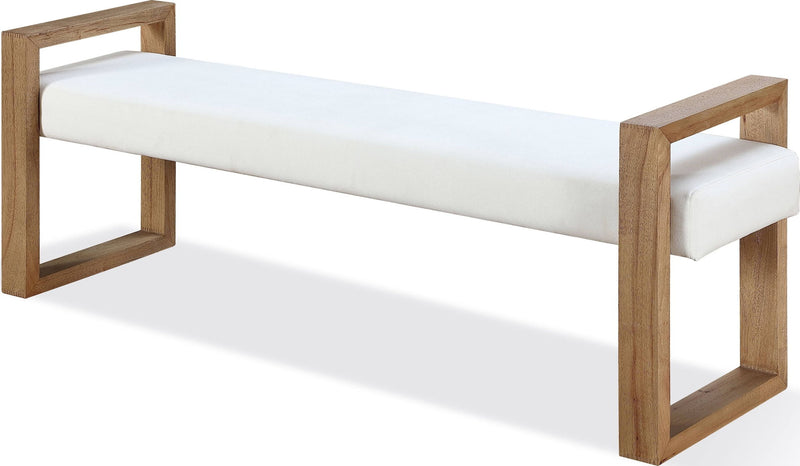 One - Modern Coastal Sled Leg Upholstered Dining Bench - White Pearl And Bisque