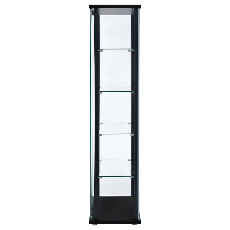 Coaster Furniture Delphinium 950170 5-shelf Clear Glass Curio Display Cabinet - Black IMAGE 4