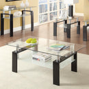  Coaster Furniture Dyer 702288 1-shelf Rectangular Glass Top Coffee Table - Black IMAGE 2