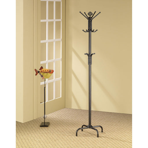  Coaster Furniture Collier 2019 12 Hook Freestanding Coat Rack Hat Hanger - Black IMAGE 1