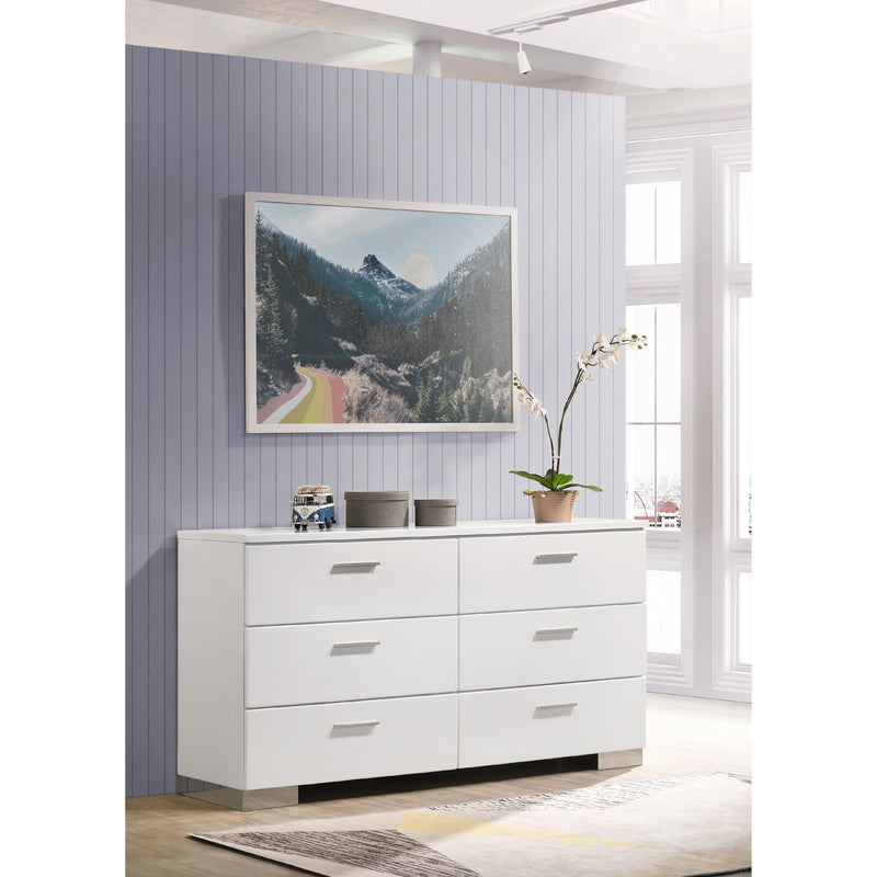 Coaster Furniture Felicity 203503 6-Drawer Dresser - White High Gloss IMAGE 9
