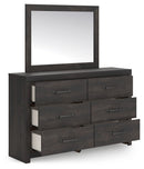 Hollivern - 4 Pc. - Twin Panel Storage Bed, Dresser, Mirror And Chest - Dark Gray