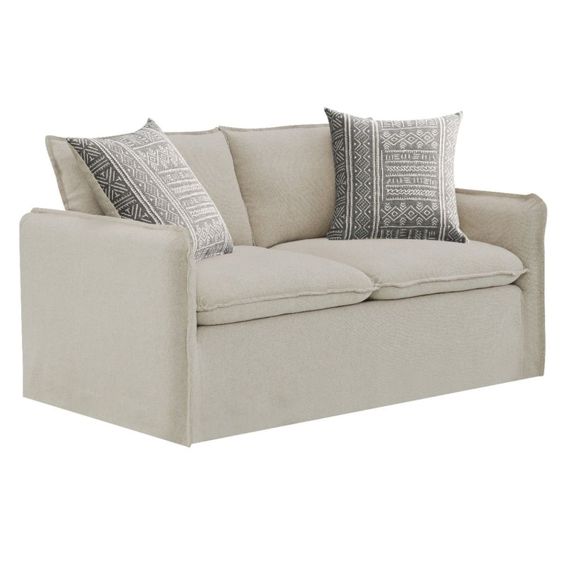 Upendo - Loveseat With 2 Pillows - Beige Linen