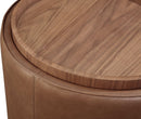 Yeal - Leather Upholstered Storage Table With Wooden Top