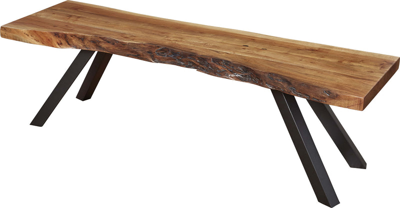 Reese - Live Edge Solid Wood Metal Leg Dining Bench - Natural Acacia