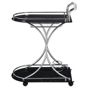 Coaster Furniture Elfman 910001 2-tier Glass Shelf Metal Bar Cart - Black and Chrome IMAGE 4