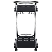 Coaster Furniture Elfman 910001 2-tier Glass Shelf Metal Bar Cart - Black and Chrome IMAGE 6