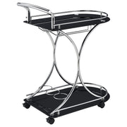 Coaster Furniture Elfman 910001 2-tier Glass Shelf Metal Bar Cart - Black and Chrome IMAGE 7