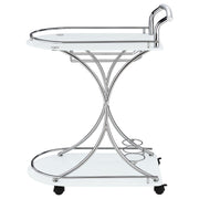 Coaster Furniture Elfman 910002 2-tier Glass Shelf Metal Bar Cart - White and Chrome IMAGE 4