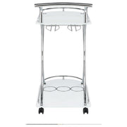Coaster Furniture Elfman 910002 2-tier Glass Shelf Metal Bar Cart - White and Chrome IMAGE 6