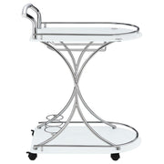 Coaster Furniture Elfman 910002 2-tier Glass Shelf Metal Bar Cart - White and Chrome IMAGE 8