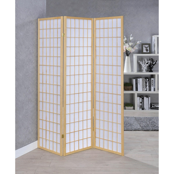 Coaster Furniture Carrie 4621 3-Panel Room Divider Folding Shoji Screen - Natural IMAGE 1