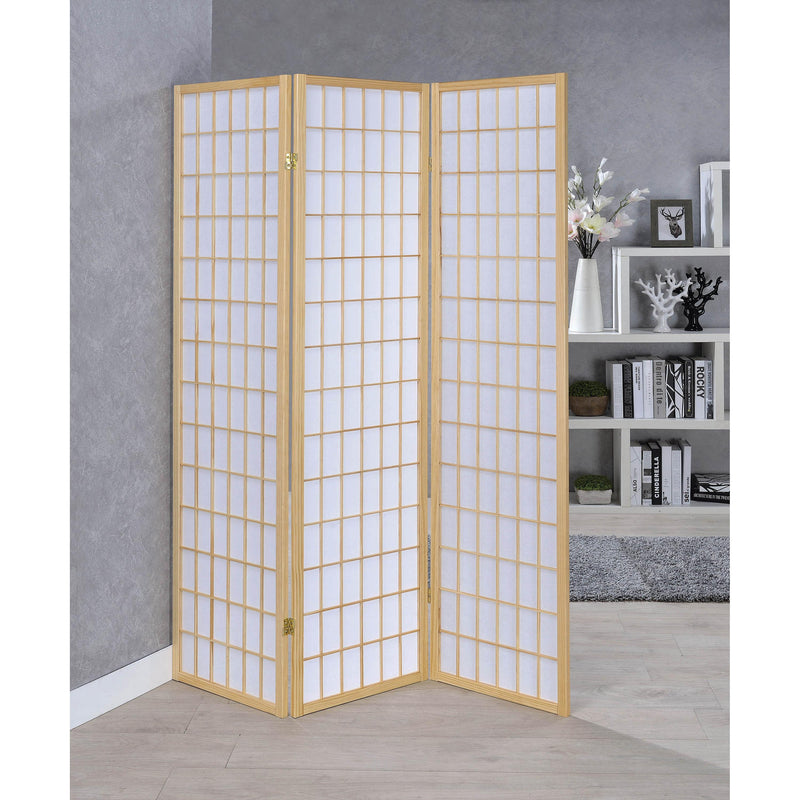  Coaster Furniture Carrie 4621 3-Panel Room Divider Folding Shoji Screen - Natural IMAGE 1