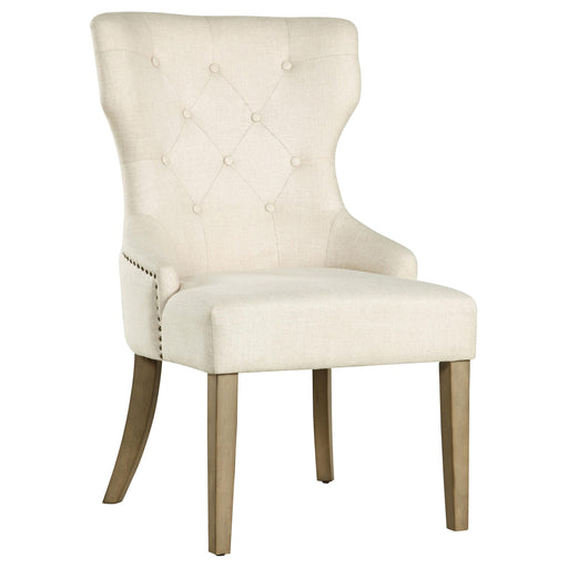 Coaster Furniture Baney 104507 Tufted Upholstered Dining Chair - Beige and Rustic Grey IMAGE 1