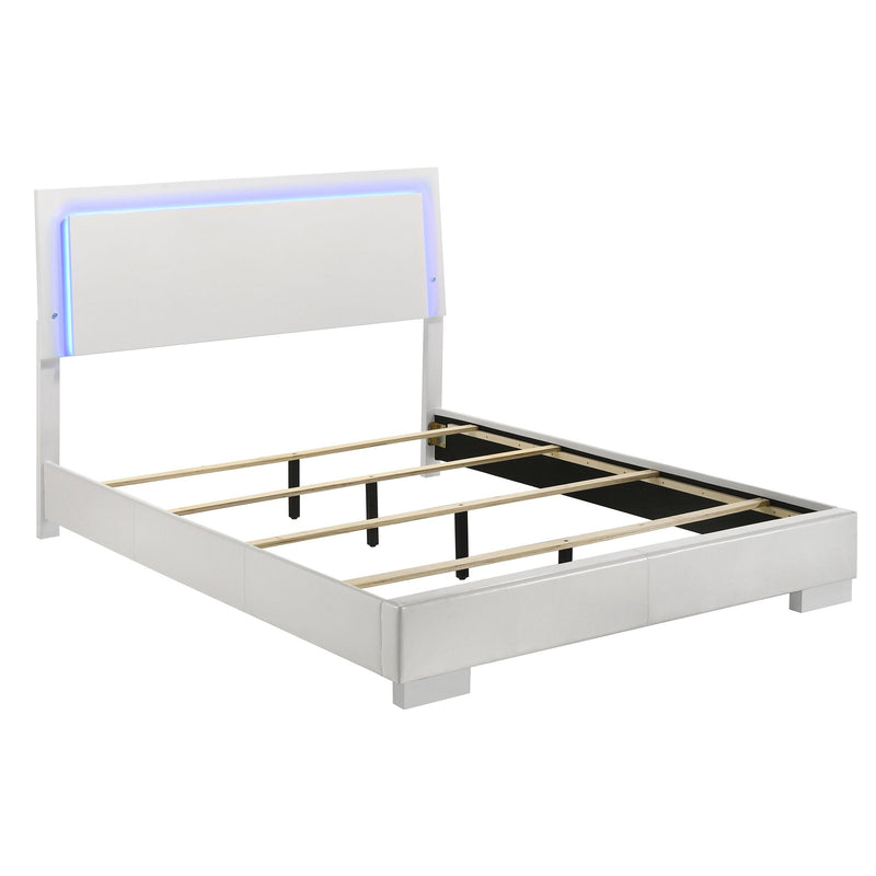  Coaster Furniture Felicity 203500Q Wood Queen LED Panel Bed - White High Gloss IMAGE 1