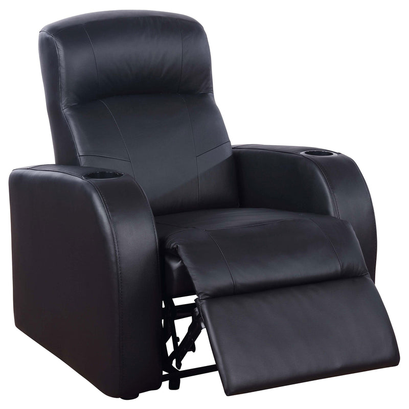  Coaster Furniture Cyrus 600001 Upholstered Track Arm Recliner - Black IMAGE 2