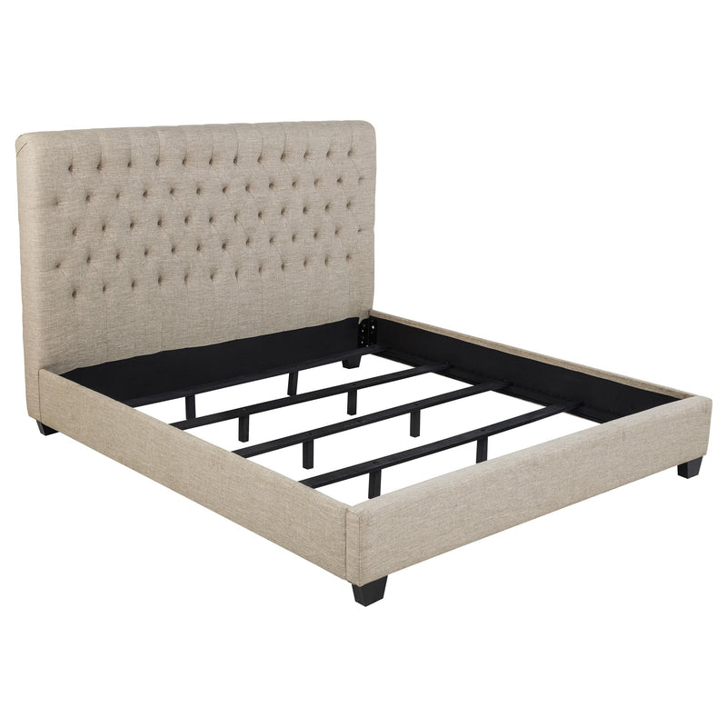  Coaster Furniture Chloe 300007KE Upholstered Eastern King Panel Bed - Oatmeal IMAGE 1