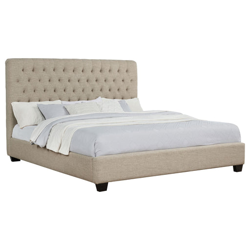  Coaster Furniture Chloe 300007KE Upholstered Eastern King Panel Bed - Oatmeal IMAGE 2