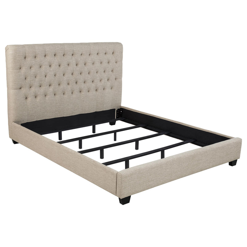  Coaster Furniture Chloe 300007KW Upholstered California King Panel Bed - Oatmeal IMAGE 1
