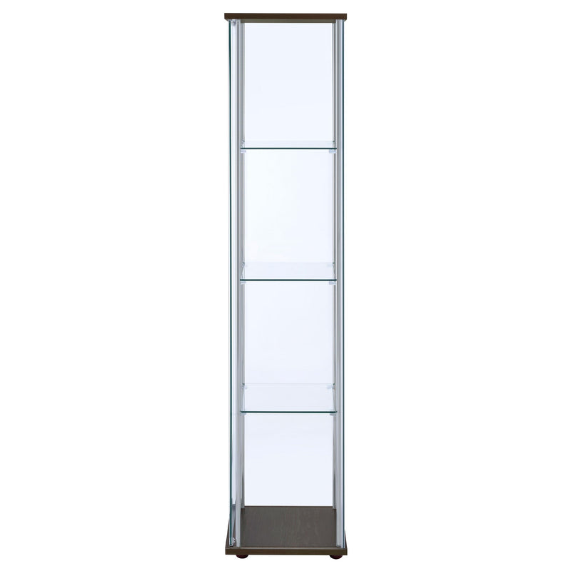 Coaster Furniture Bellatrix 950172 4-shelf Clear Glass Curio Cabinet - Cappuccino IMAGE 4