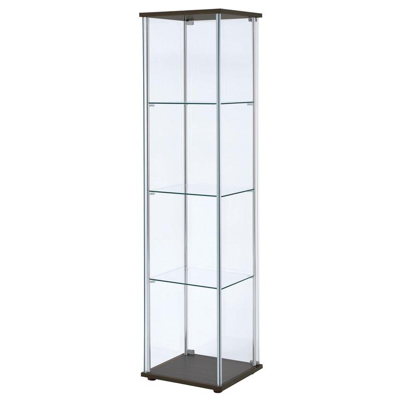 Coaster Furniture Bellatrix 950172 4-shelf Clear Glass Curio Cabinet - Cappuccino IMAGE 7