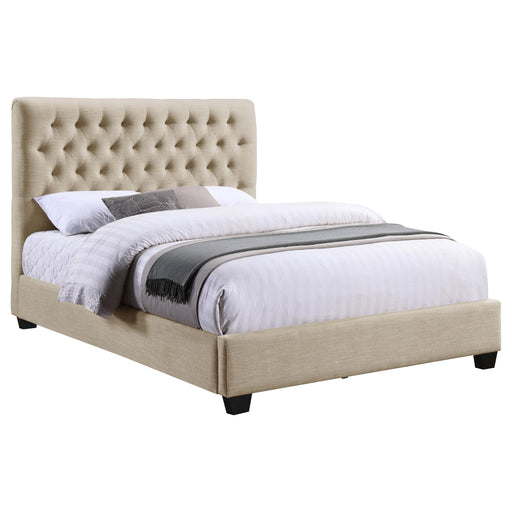  Coaster Furniture Chloe 300007F Upholstered Full Panel Bed - Oatmeal IMAGE 2