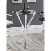  Coaster Furniture Denali 100186 Round 35-inch Glass Top Bistro Bar Table - Chrome IMAGE 2