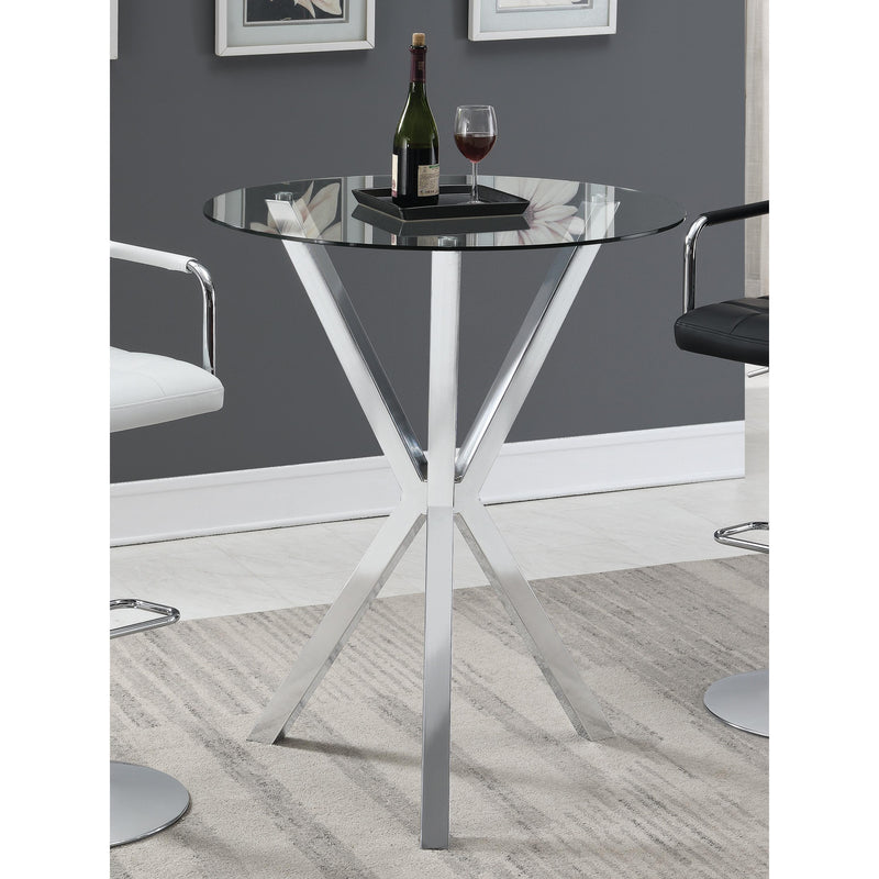  Coaster Furniture Denali 100186 Round 35-inch Glass Top Bistro Bar Table - Chrome IMAGE 2