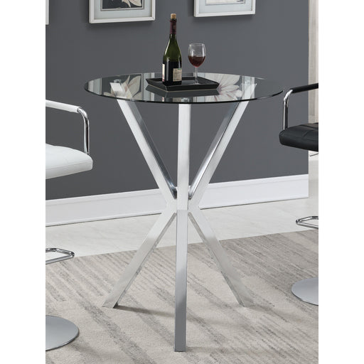  Coaster Furniture Denali 100186 Round 35-inch Glass Top Bistro Bar Table - Chrome IMAGE 2