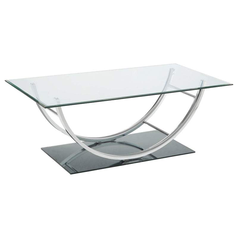  Coaster Furniture Danville 704988 Rectangular U-Shaped Glass Top Coffee Table - Chrome IMAGE 1