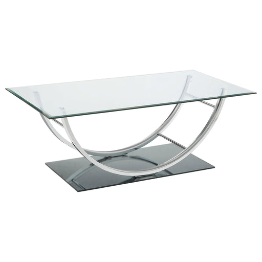  Coaster Furniture Danville 704988 Rectangular U-Shaped Glass Top Coffee Table - Chrome IMAGE 1