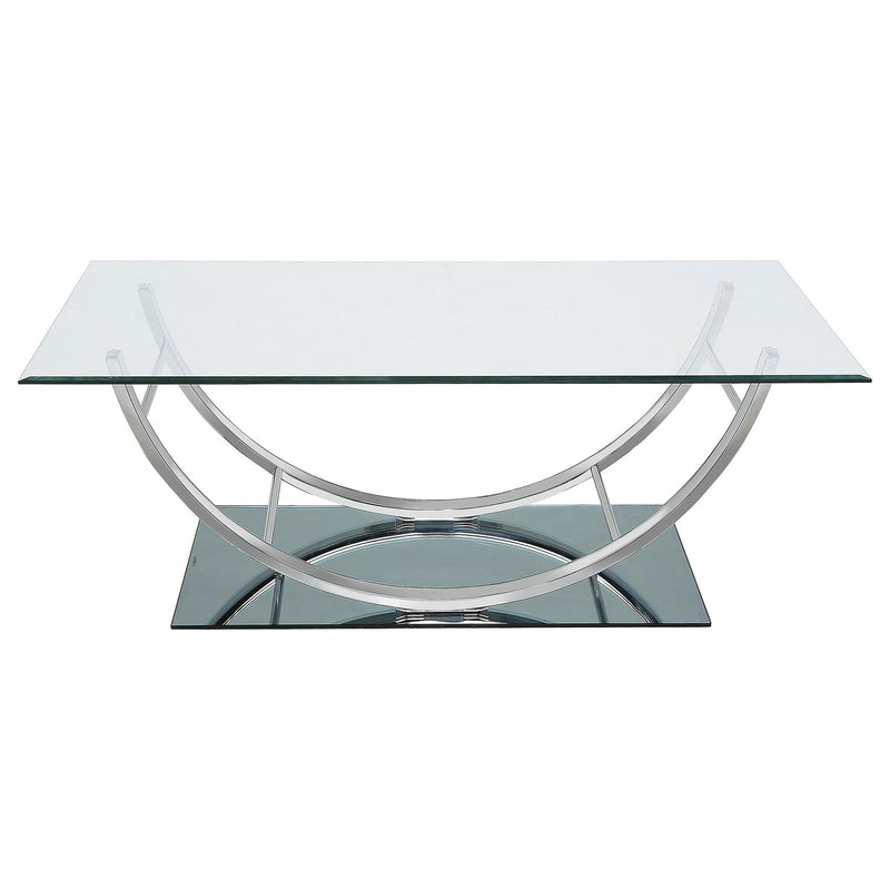  Coaster Furniture Danville 704988 Rectangular U-Shaped Glass Top Coffee Table - Chrome IMAGE 2