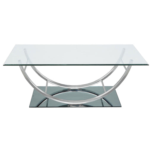  Coaster Furniture Danville 704988 Rectangular U-Shaped Glass Top Coffee Table - Chrome IMAGE 2