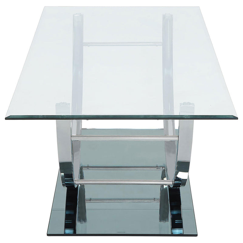  Coaster Furniture Danville 704988 Rectangular U-Shaped Glass Top Coffee Table - Chrome IMAGE 4