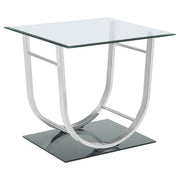  Coaster Furniture Danville 704987 Square U-Shaped Glass Top Side End Table - Chrome IMAGE 1