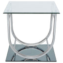  Coaster Furniture Danville 704987 Square U-Shaped Glass Top Side End Table - Chrome IMAGE 2