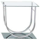  Coaster Furniture Danville 704987 Square U-Shaped Glass Top Side End Table - Chrome IMAGE 3