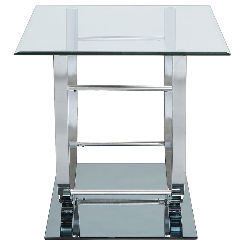  Coaster Furniture Danville 704987 Square U-Shaped Glass Top Side End Table - Chrome IMAGE 4