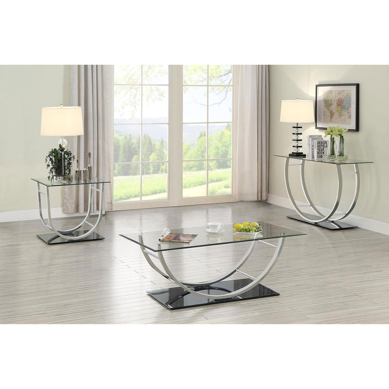  Coaster Furniture Danville 704987 Square U-Shaped Glass Top Side End Table - Chrome IMAGE 6