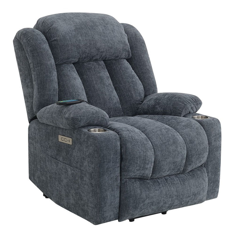 Omarion - Power Recliner With Lift, Heating & Massage - Blue Chenille