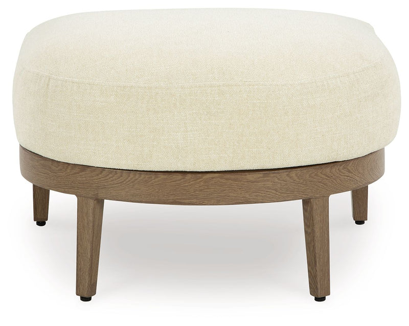 Serene Bay - Ottoman With Cushion - Dark Brown / White