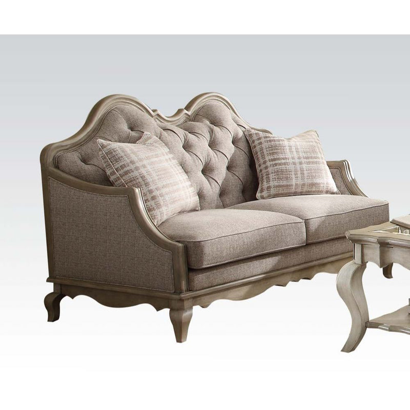 Chelmsford - Loveseat With 2 Pillows - Beige Fabric & Antique Taupe